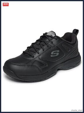 Slip Resistant Leather Work Sneaker Memory Foam Lace-Up